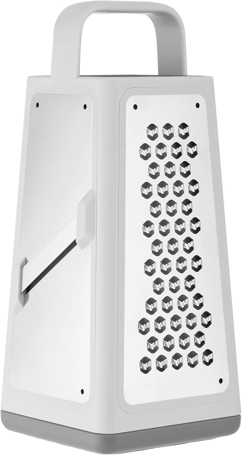 ZWILLING Ralador multifuncional Z-Cut Tower, tecnologia de ralar mais rápido, ralador de queijo, ralador de alho, fatiador, ralador de raspa e mais cinza