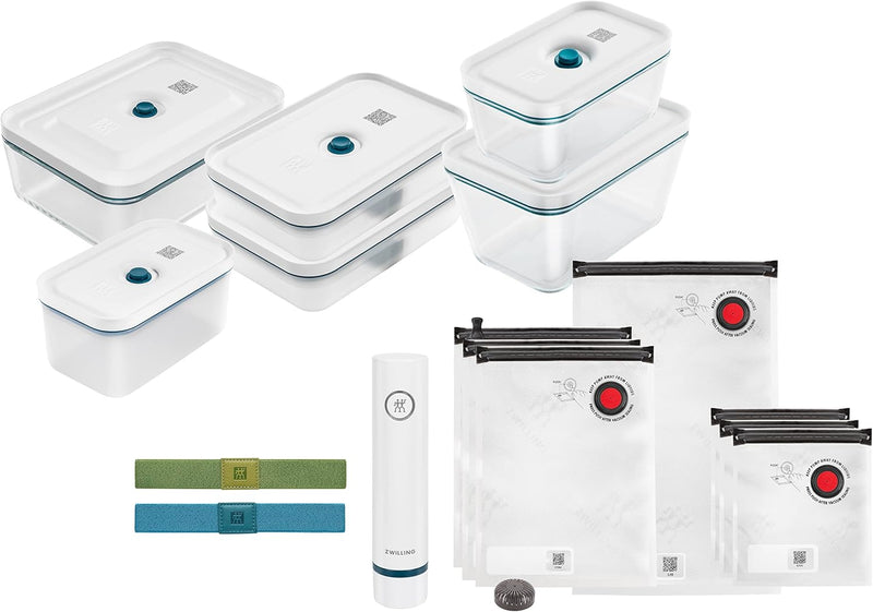 ZWILLING Fresh & Save Vacuum Starter Set, Glass, M/L, 16-pcs, La Mer - kindersbr