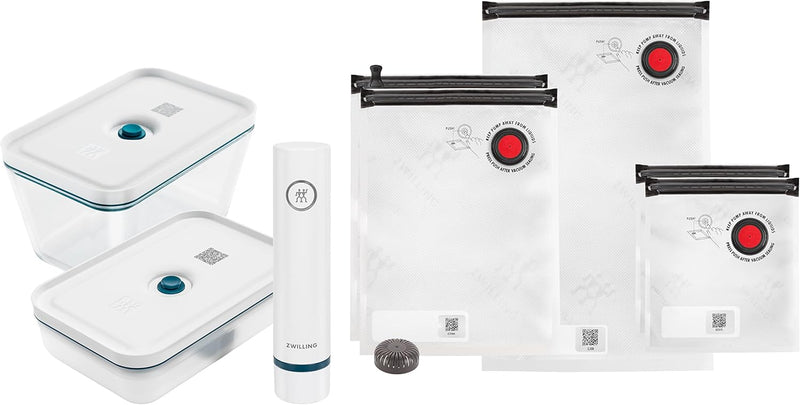 ZWILLING Fresh & Save Vacuum Starter Set, Glass, M/L, 16-pcs, La Mer - kindersbr