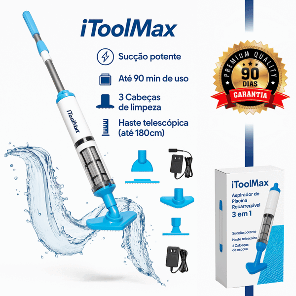 iToolMax – Aspirador de Piscina Recarregável 3 em 1