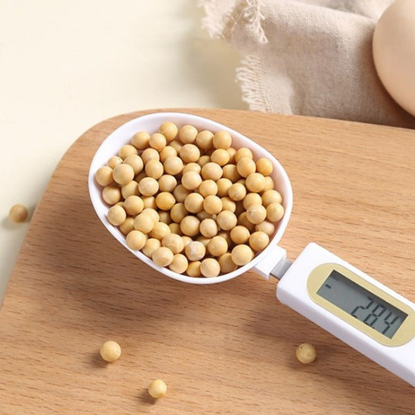 Cuchara dosificadora digital LCD, escala de medición Precision Kitchen, capacidad máxima de 0,5 kg, color blanco