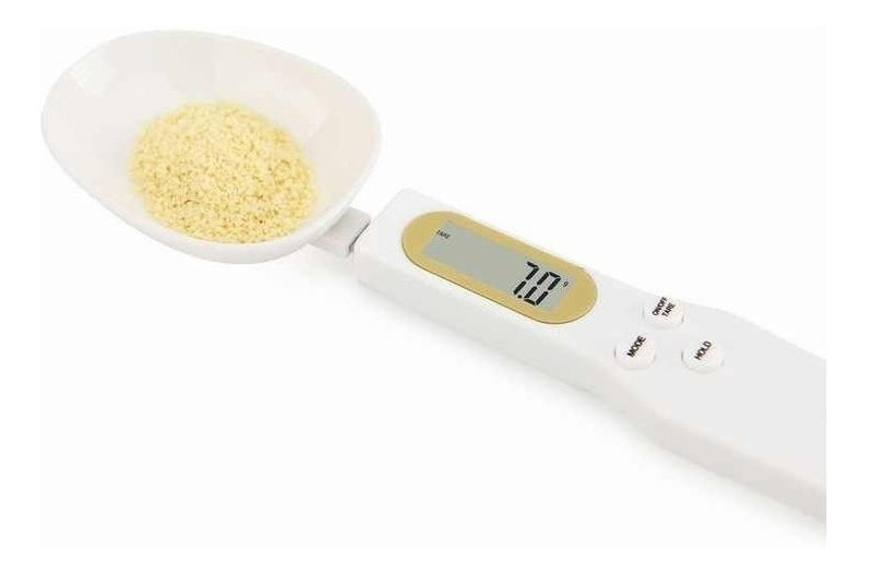 Cuchara dosificadora digital LCD, escala de medición Precision Kitchen, capacidad máxima de 0,5 kg, color blanco