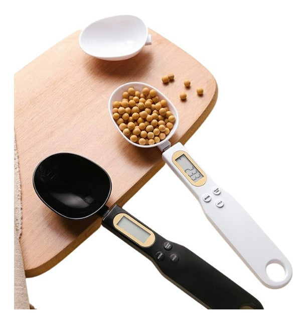 Cuchara dosificadora digital LCD, escala de medición Precision Kitchen, capacidad máxima de 0,5 kg, color blanco
