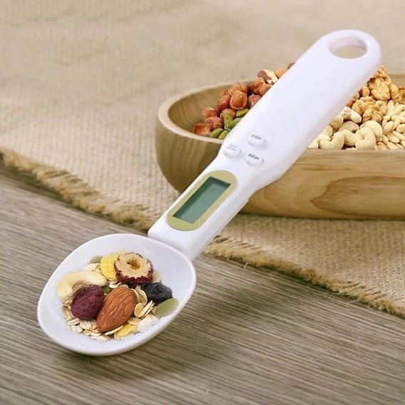Cuchara dosificadora digital LCD, escala de medición Precision Kitchen, capacidad máxima de 0,5 kg, color blanco