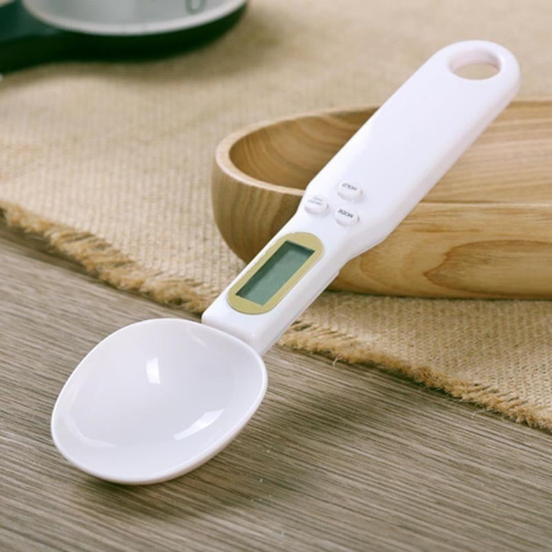 Cuchara dosificadora digital LCD, escala de medición Precision Kitchen, capacidad máxima de 0,5 kg, color blanco