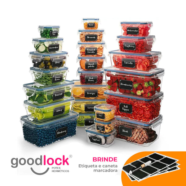 Goodlock™ - Kit 24 Potes Herméticos de Vidro  + (Brindes Exclusivos) - kindersbr